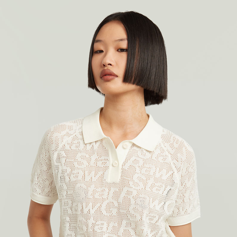 G-STAR Outlet Pointelle Lightweight Knitted Polo White