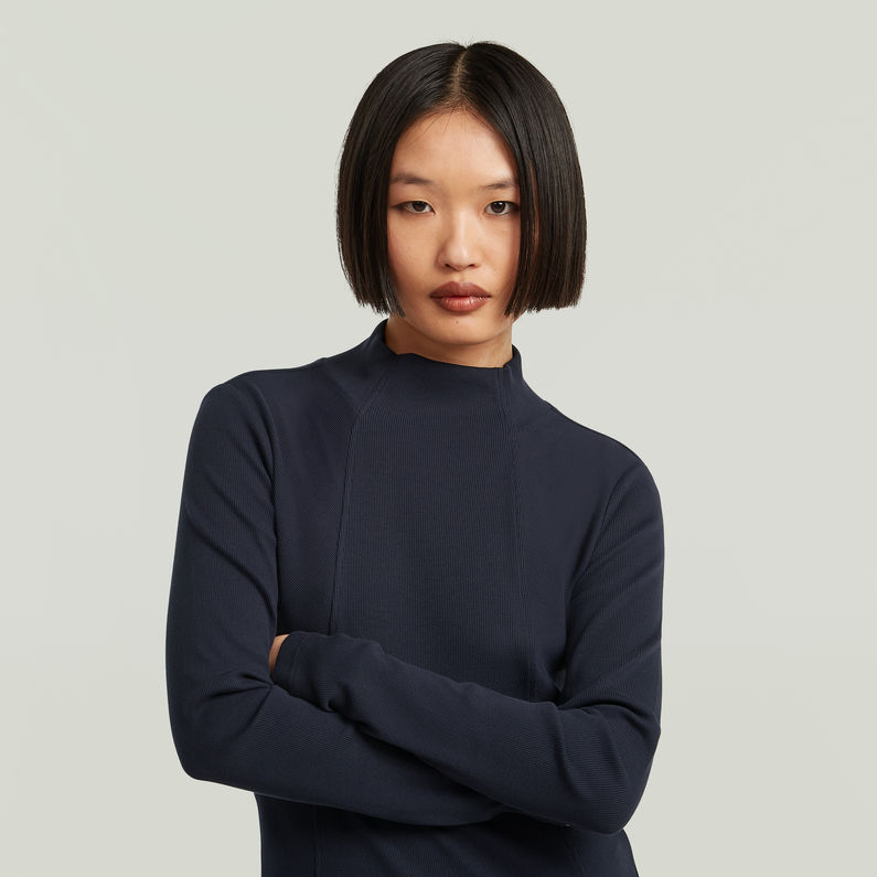 G-STAR Outlet Camiseta A-Line Slim Mock Azul oscuro