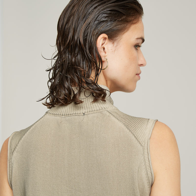 G-STAR Outlet Washed Lightweight Zip Knitted Top Beige