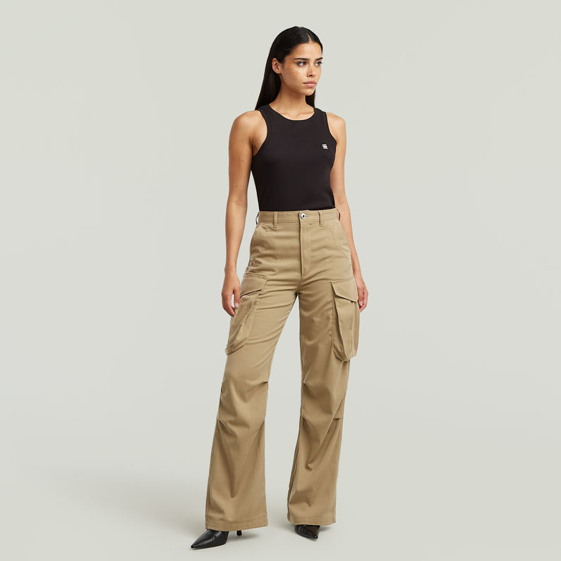 G-STAR Outlet High Waist Cargo Pants Beige