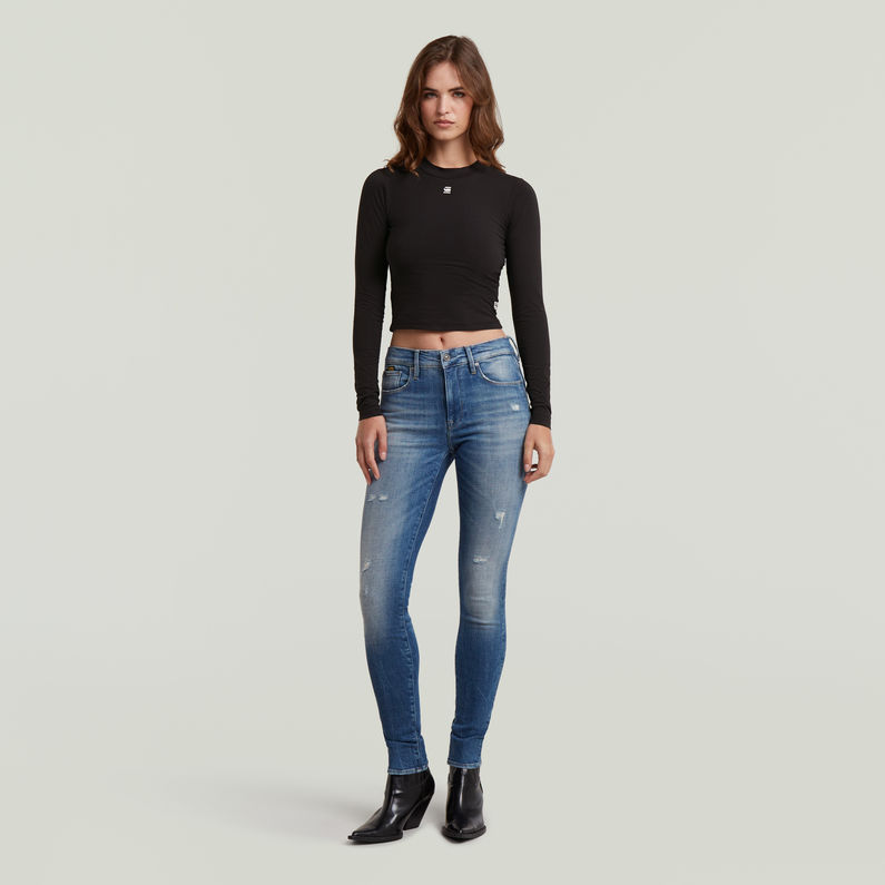 G-STAR Outlet Top Cropped Mock Slim Negro