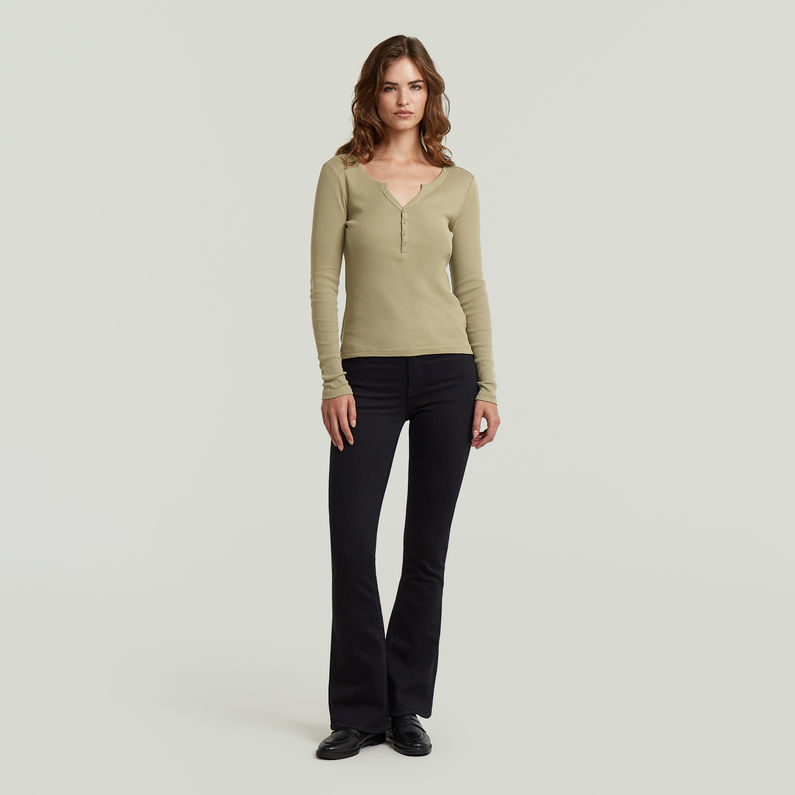G-STAR Outlet Camiseta Deep V Henley Slim Verde