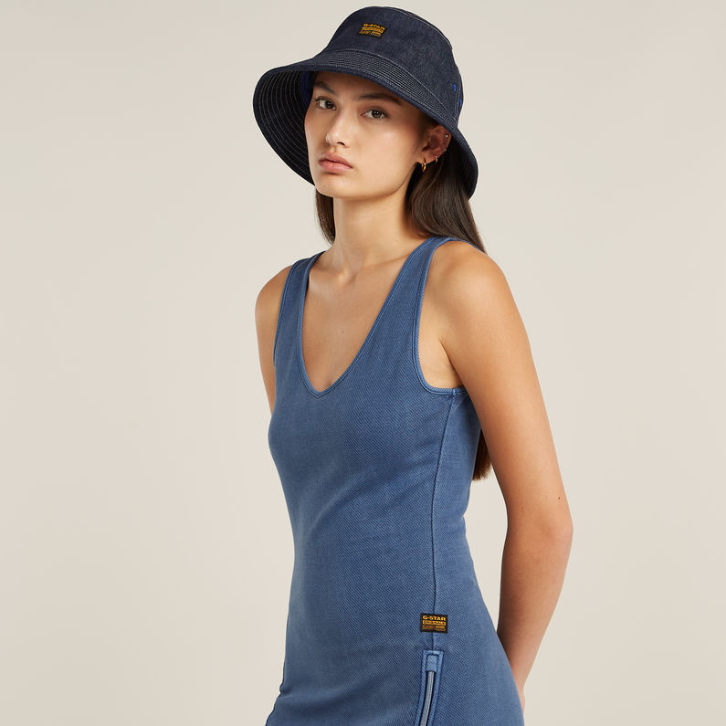 G-STAR Outlet Vestido Overdyed Asymmetrical Zip Azul intermedio
