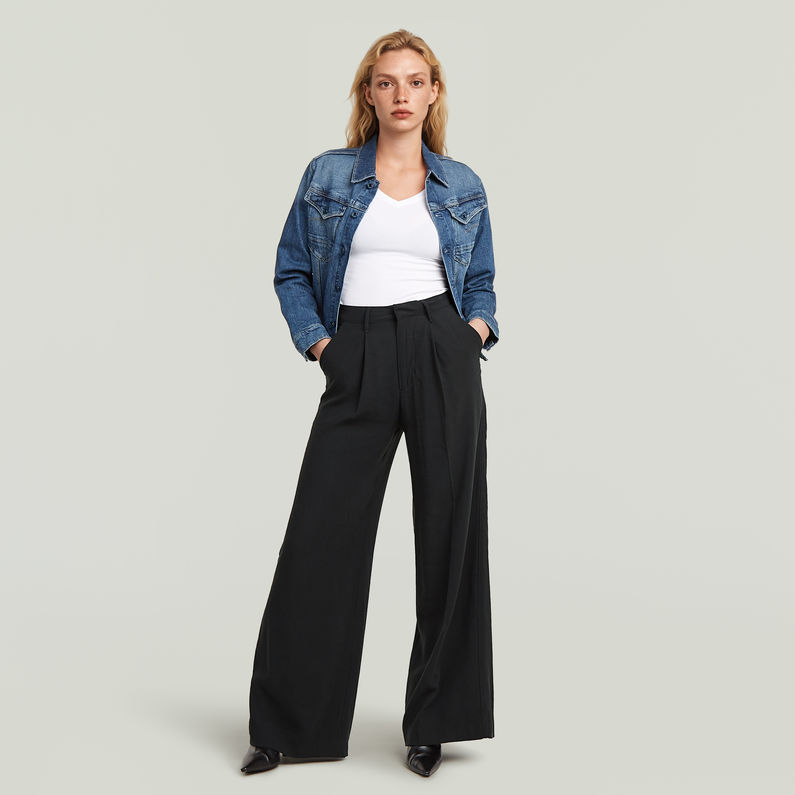 G-STAR Outlet Pantalones Fluid Wide Leg Negro