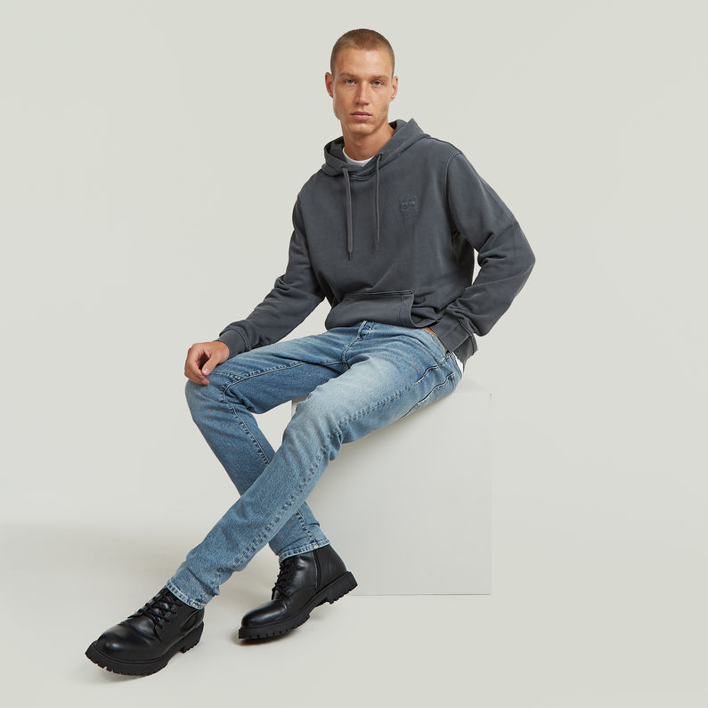 G-STAR Outlet Logo Overdyed Hooded Sweat Grey