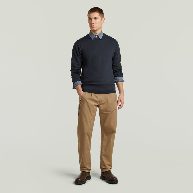 G-STAR Outlet The Floris - Suéter Correct Crew Neck Azul oscuro