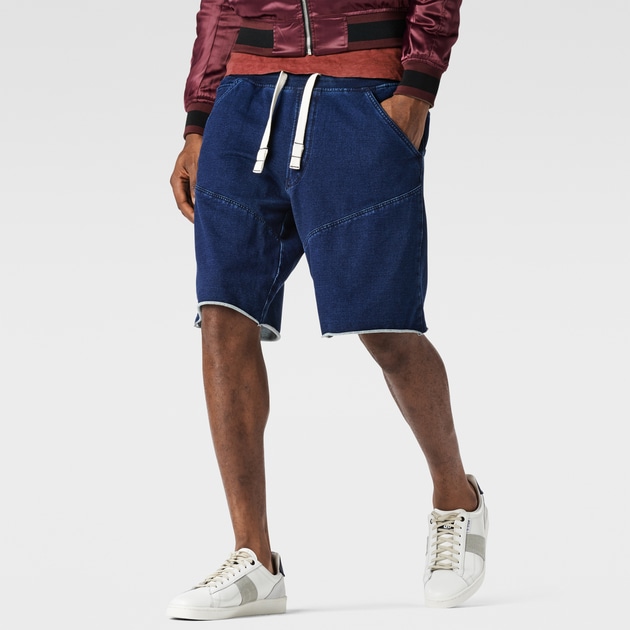 mens raw edged sweat shorts