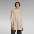 Knitted Turtleneck Sweater Loose - Beige - Women