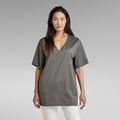 Essential Loose Deep V-Neck T-Shirt - Grey - Women