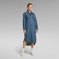 Long Western Shirt Dress Evergreen - Medium blue - Women