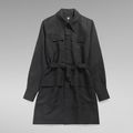 Military Shirt Dress - Black - Women