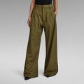 Loose Pleated Holiday Pants - Green - Women