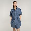 Relaxed Drawcord Dress - Dark blue - Women