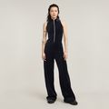 Wide Leg Velvet Jumpsuit - Dark blue - Women