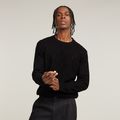 Zig-Zag Structure Knitted Sweater - Black - Men