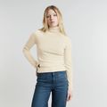 Core Slim Turtle Neck Knitted Sweater - White - Women