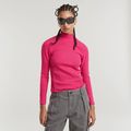 Asymmetric Zip Top - Pink - Women