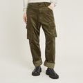 Cargo Cord 3D Boyfriend Pants - Green - Women