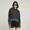 Washed Embossed Oversized Hoodie - Black - Women