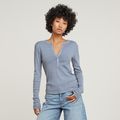 Deep V-Neck Slim Top - Light blue - Women