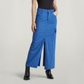 Viktoria Long Cargo Skirt - Medium blue - Women