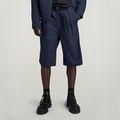 Pleated Chino Belt Shorts - Dark blue - Men