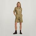 Multi Zip Playsuit - Green - Women