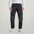 Straight Tapered Denim Cargo Pants - Black - Men