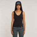 Asymmetrical Zip Slim Tank Top - Black - Women