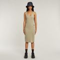 Asymmetric Zip Dress - Beige - Women