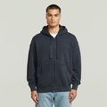 Washed Loose Full Zip Hoodie - Dark blue - Men