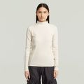 A-Line Slim Rib Mock T-Shirt - White - Women
