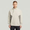 Fabric Mix Half Zip Sweater - White - Men