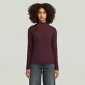 A-Line Slim Rib Mock T-Shirt - Red - Women