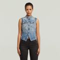 Pitched Hem Slim Vest - vintage cirrus blue - Women