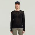 Pointelle Knit Pullover - Black - Women