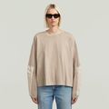 Washed 3D Mix Oversized T-Shirt - Beige - Women