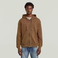 Washed Loose Full Zip Hoodie - Brown - Men