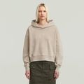 Washed A Line Script Hoodie Sweater - Beige - Women