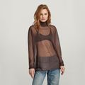 Sheer Loose Turtle Knitted Sweater - Brown - Women