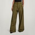 Loose Pleated Holiday Pants - Green - Women