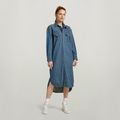 Long Western Shirt Dress Evergreen - Medium blue - Women