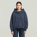 Washed A-Line Script Hoodie Sweater - Dark blue - Women