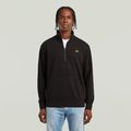 Half Zip Sweater Label Badge - Black - Men
