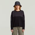Woven Mix Ribbed Knit - Black - Women