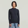 A-Line Slim Mock T-Shirt - Dark blue - Women