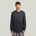 Woven Mix Knit Pullover - Dark blue - Men