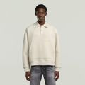 Scuba Polo Collar Loose Sweater - White - Men