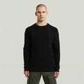 Structure Ribbed Knit Pullover - Black - Men