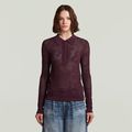 Pointelle Slim Polo Knit - Red - Women